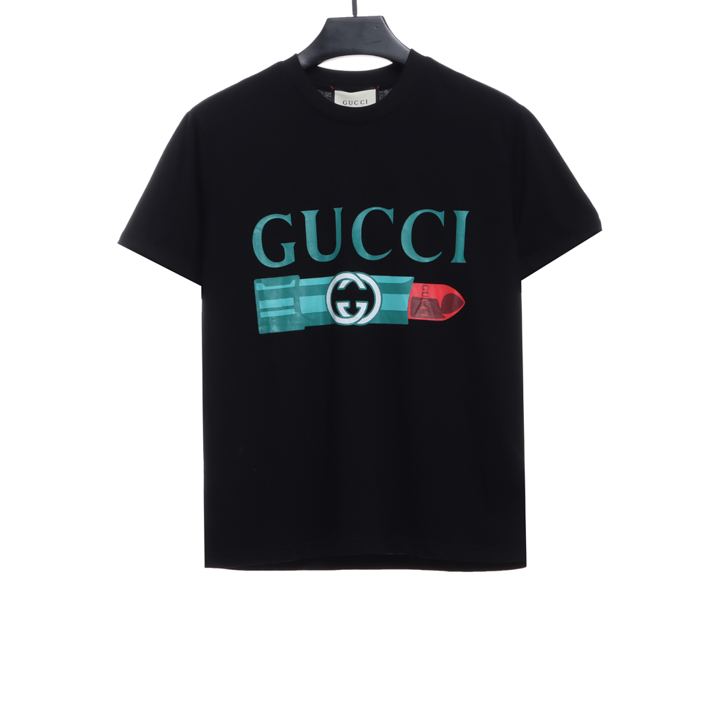 Gucci Double G Lipstick Print Short Sleeves