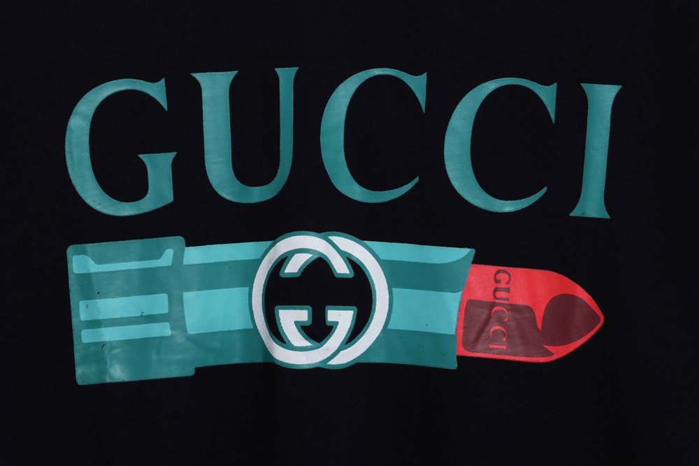 Gucci Double G Lipstick Print Short Sleeves