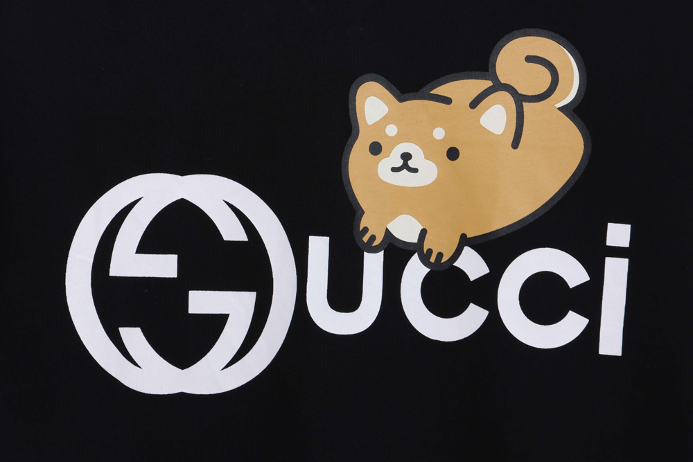 Gucci Kawaii series yellow dog print short sleeves