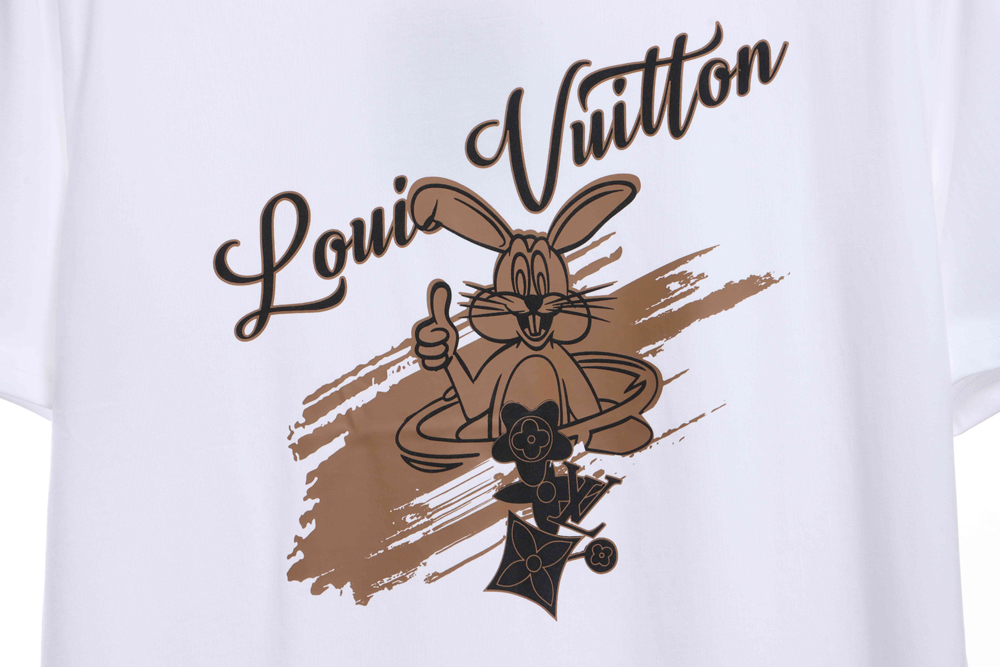 LV Cartoon Bugs Bunny Letter Print Short Sleeves