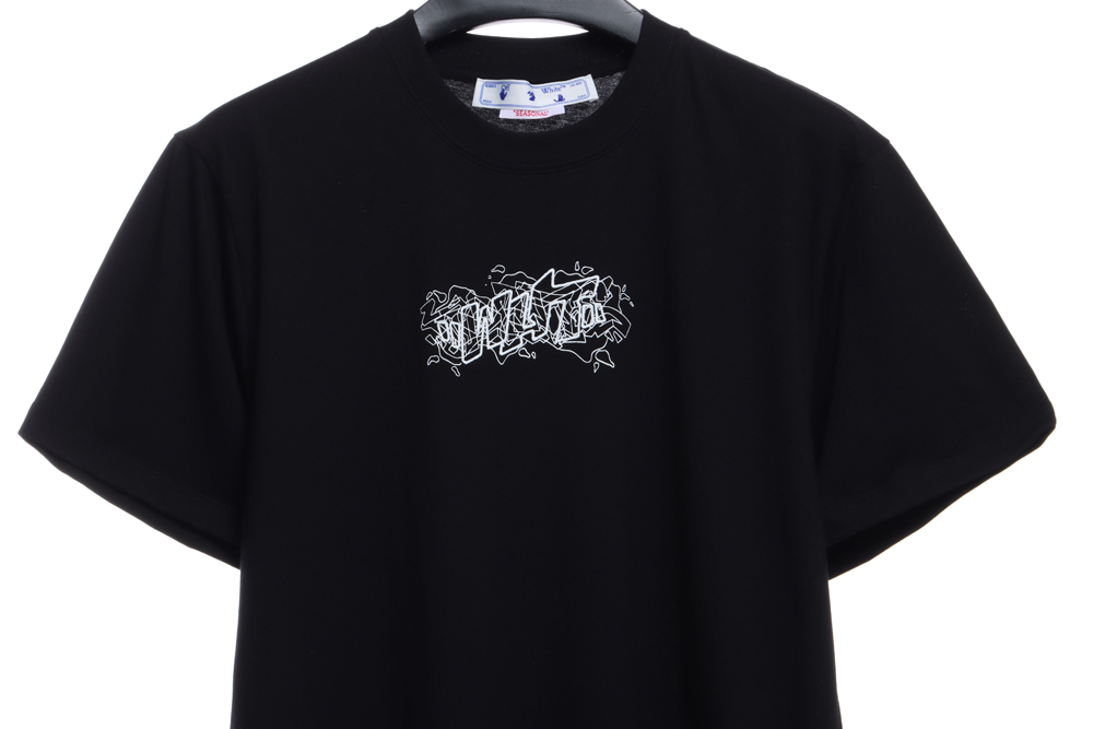 OW embroidered flocked print short sleeves