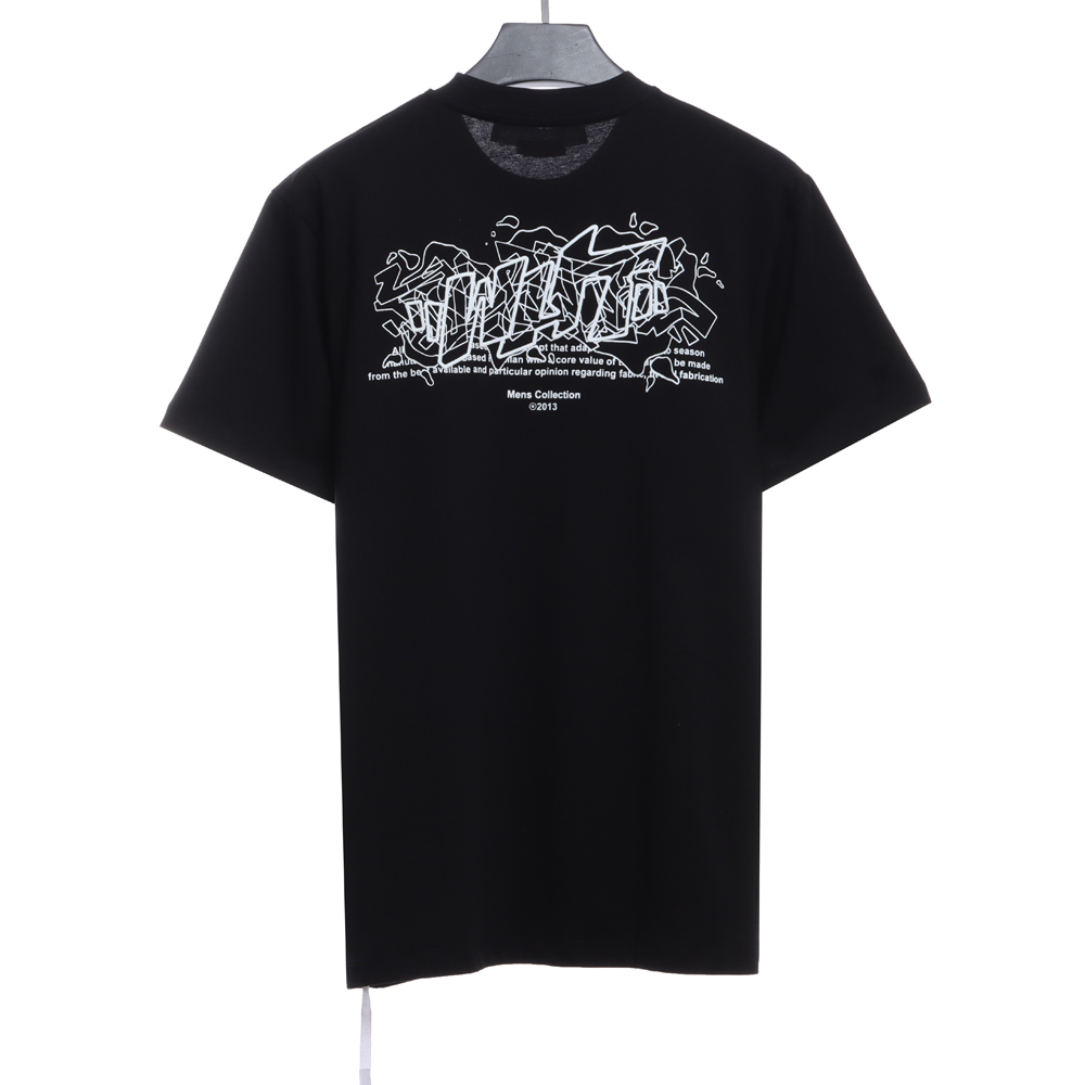 OW embroidered flocked print short sleeves