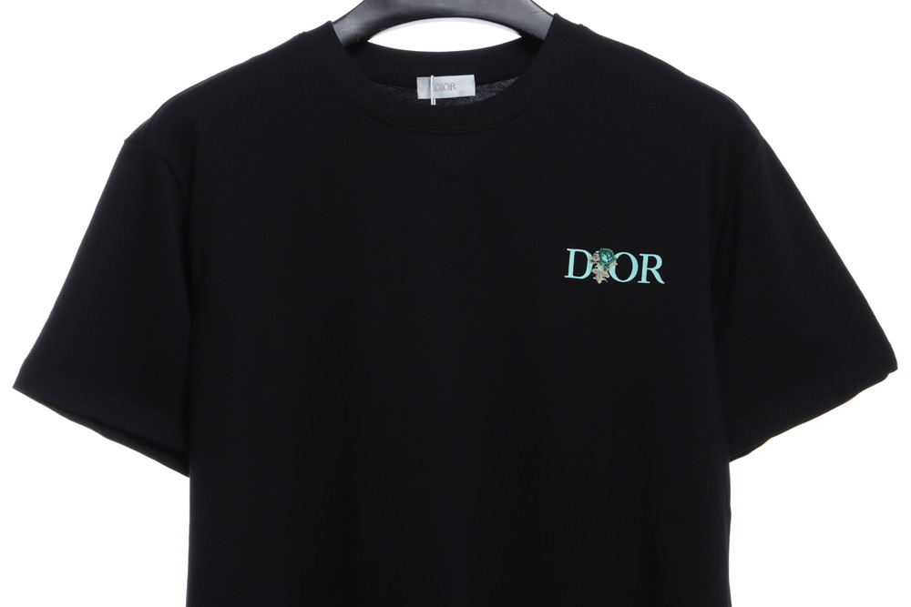 Dior rose logo embroidered short sleeves