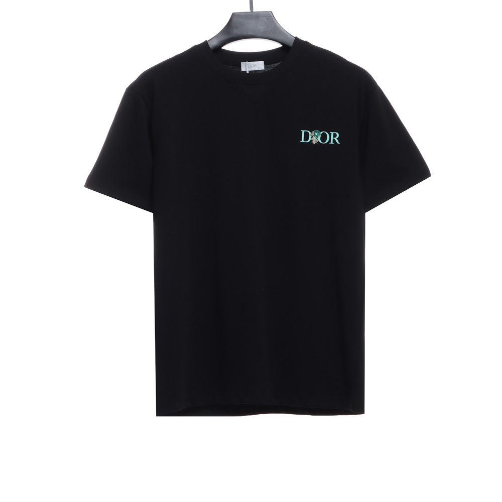 Dior rose logo embroidered short sleeves