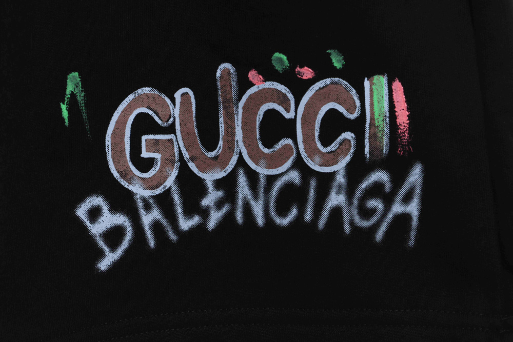 Gucci co-branded Balenciaga hand-painted printed shorts