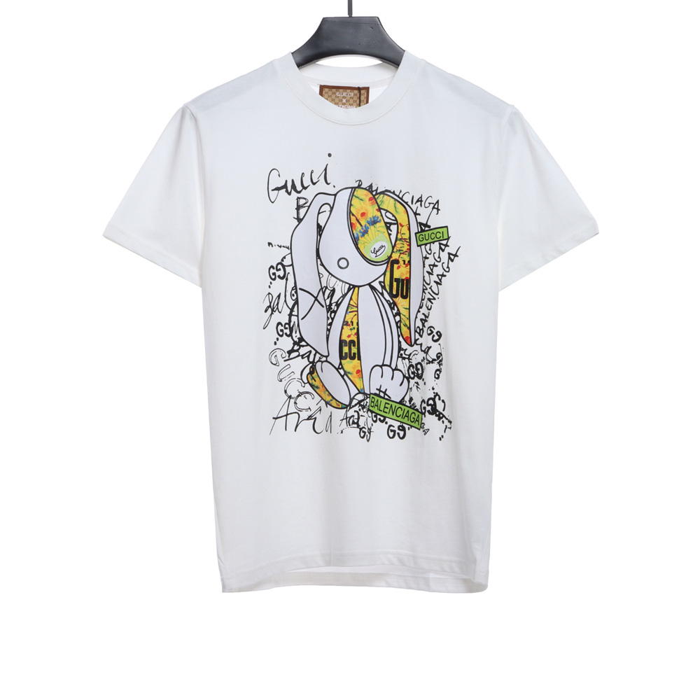 Gucci Joint Balenciaga Rabbit Graffiti Short Sleeves