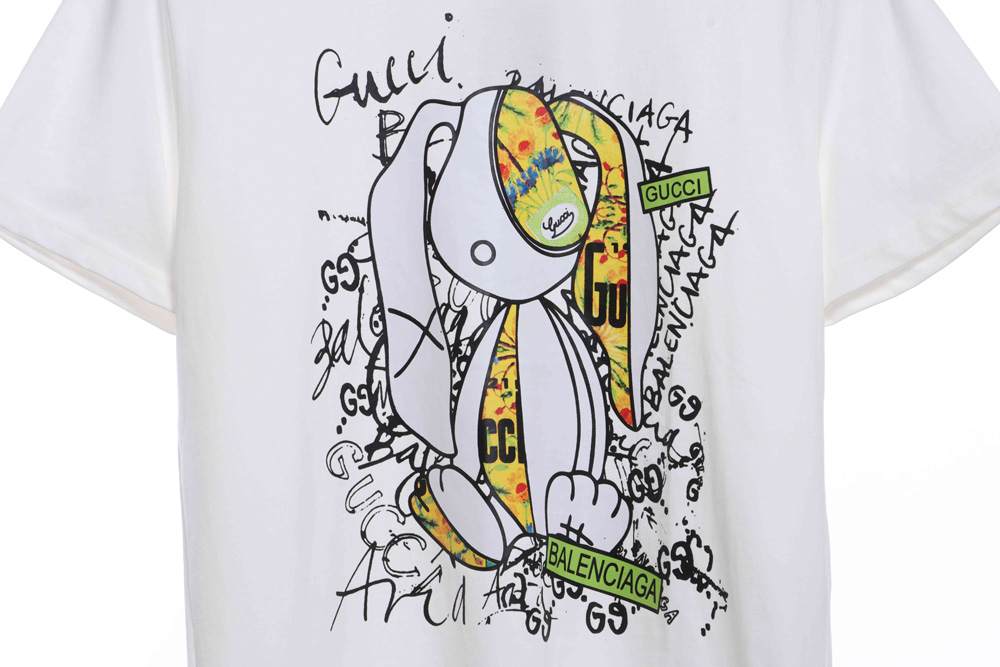 Gucci Joint Balenciaga Rabbit Graffiti Short Sleeves