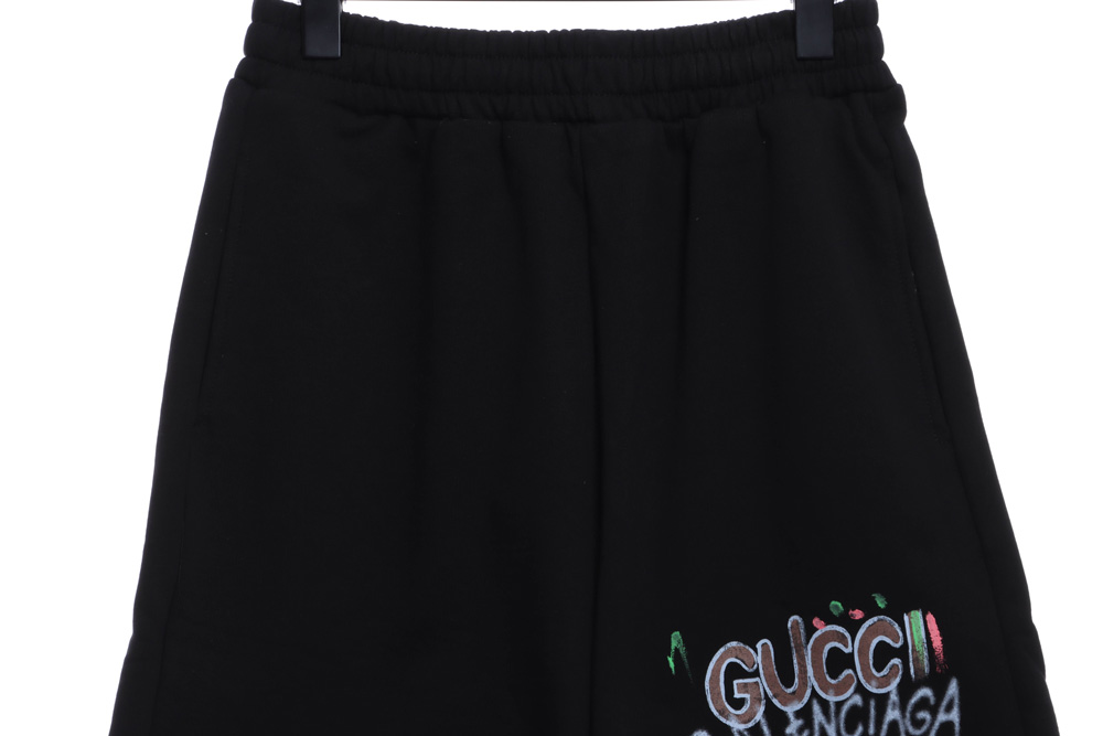 Gucci co-branded Balenciaga hand-painted printed shorts