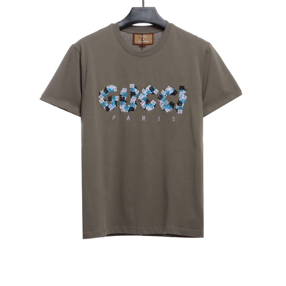 Gucci Joint Balenciaga Double B Embroidery Puzzle Short Sleeve TSK1