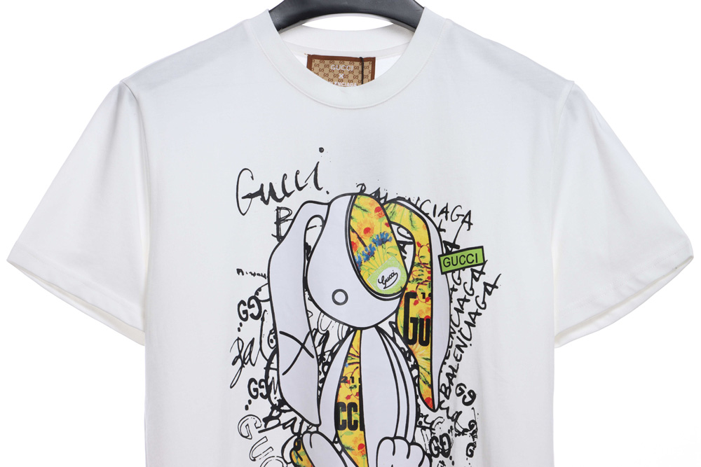 Gucci Joint Balenciaga Rabbit Graffiti Short Sleeves