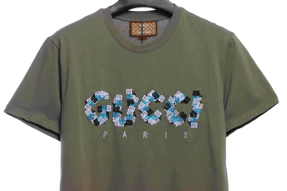 Gucci Joint Balenciaga Double B Embroidery Puzzle Short Sleeve TSK1