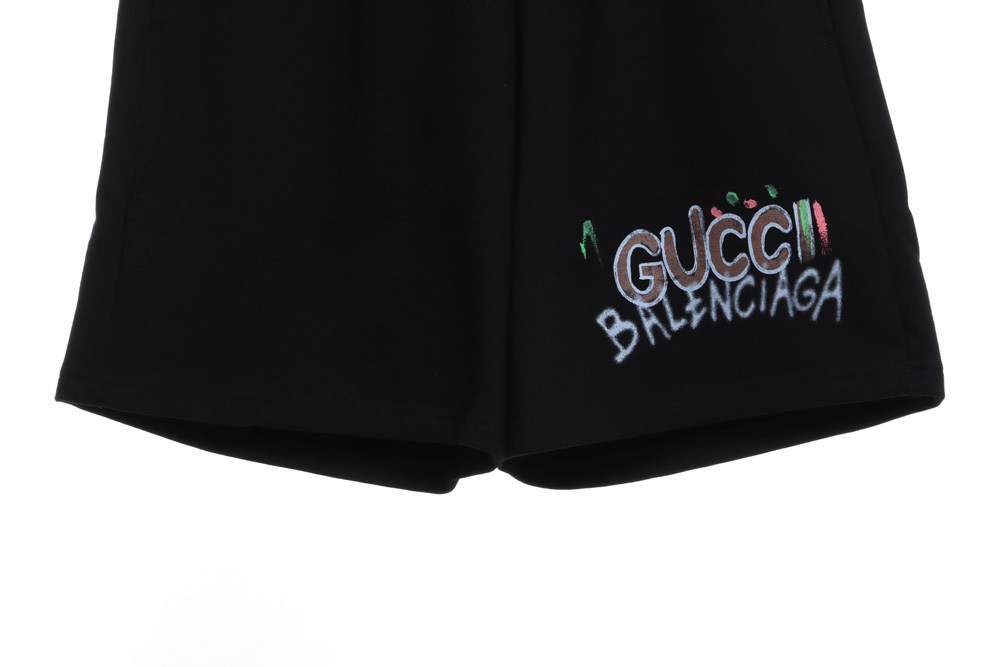 Gucci co-branded Balenciaga hand-painted printed shorts