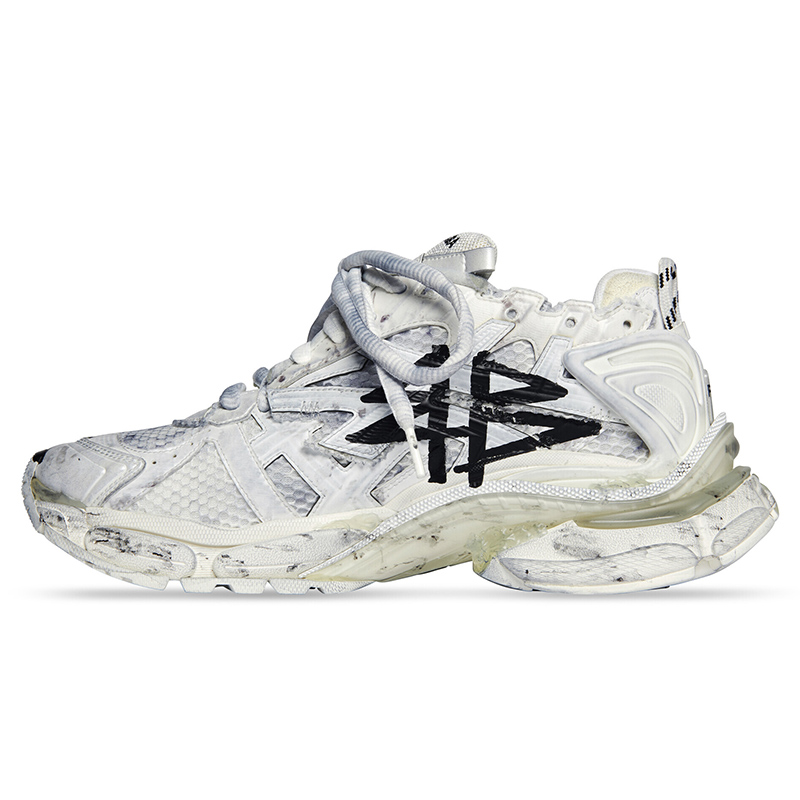 Balenciaga MEN''S RUNNER GRAFFITI SNEAKER IN WHITE