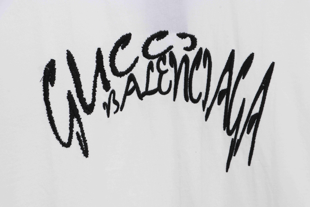 Gucci Joint Balenciaga Irregular Embroidery Short Sleeve TSK2