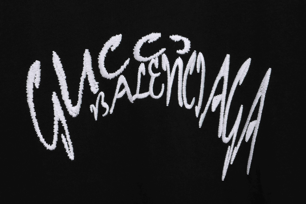 Gucci Joint Balenciaga Irregular Embroidery Short Sleeve TSK1