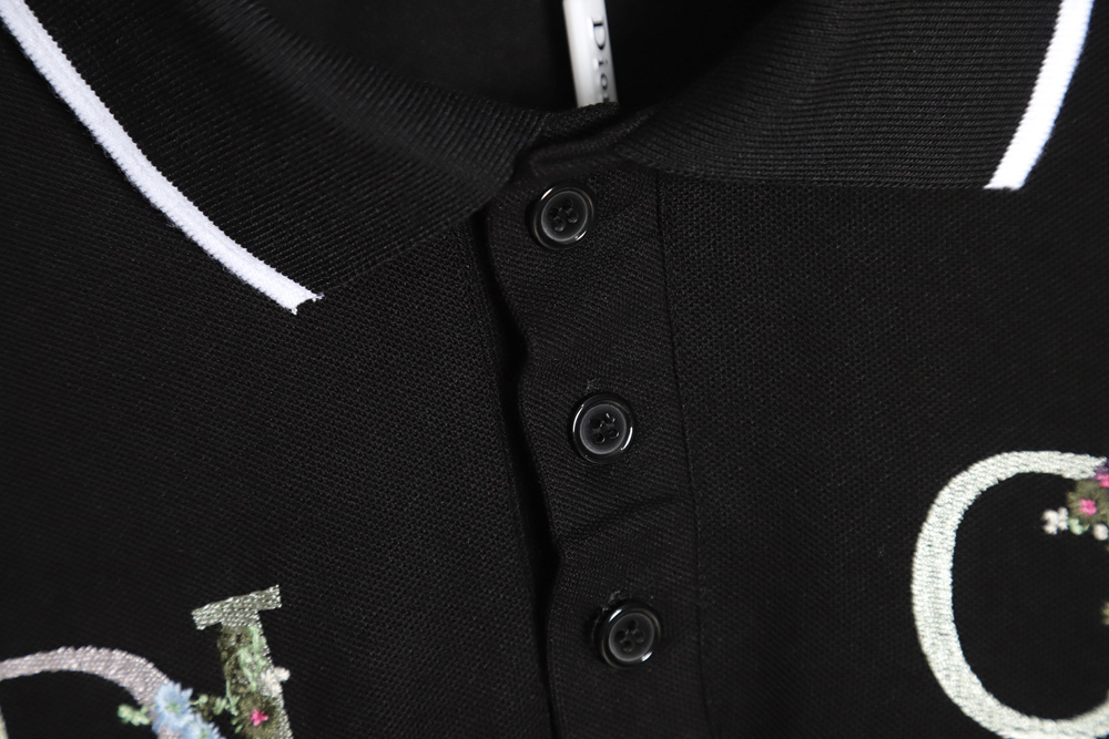 Dior Dior CD Chest Floral Letter Embroidery POLO Shirt TSK1