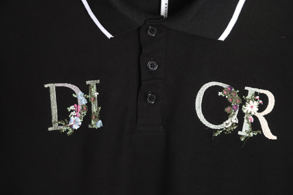 Dior Dior CD Chest Floral Letter Embroidery POLO Shirt TSK1