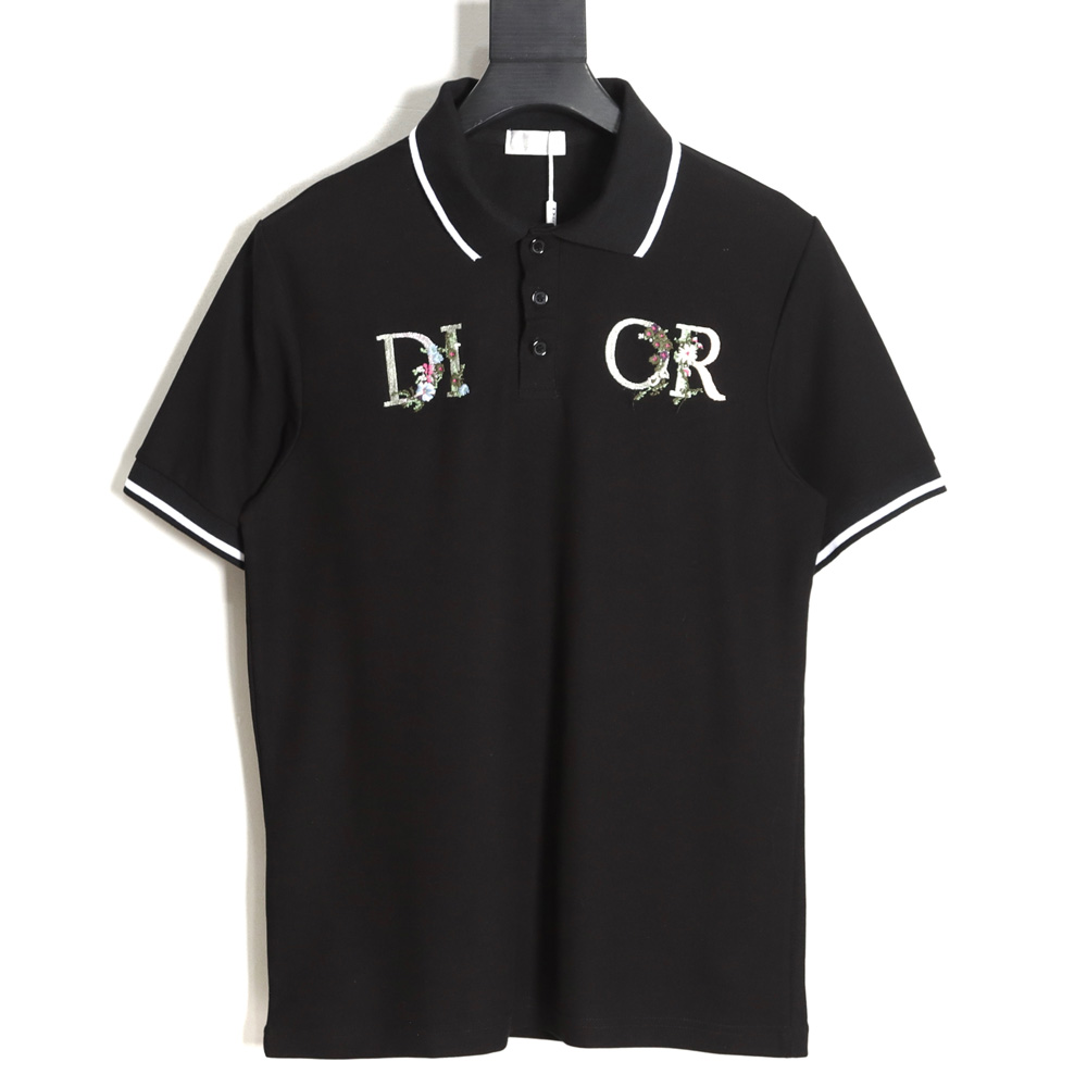 Dior Dior CD Chest Floral Letter Embroidery POLO Shirt TSK1,Dior
