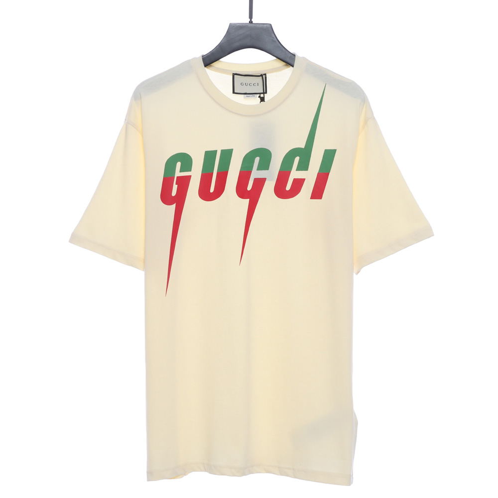 Gucci color matching lightning print short sleeve TSK1
