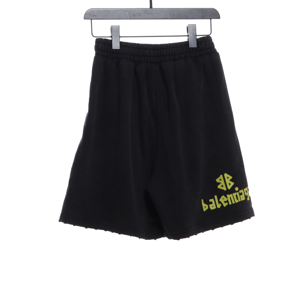 Balenciaga tape-print ripped shorts