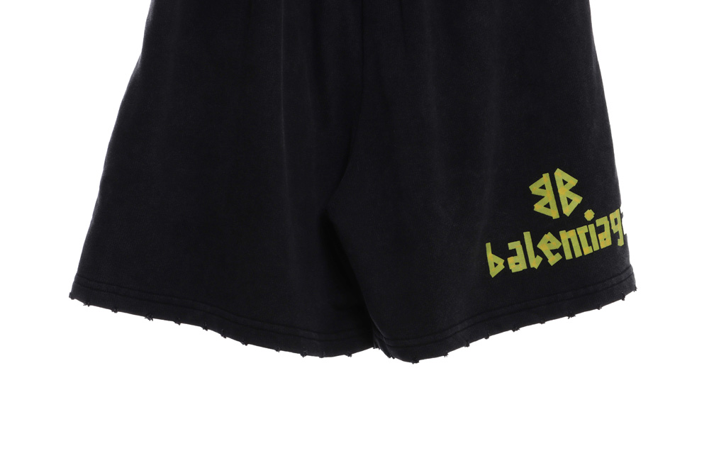 Balenciaga tape-print ripped shorts