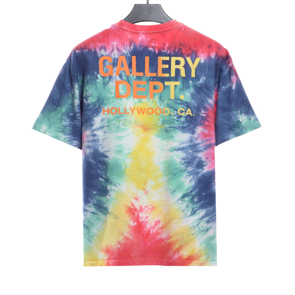 GD back large letter color tie-dye print short sleeves