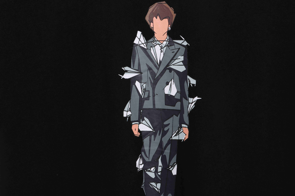 LV character catwalk print short sleeves