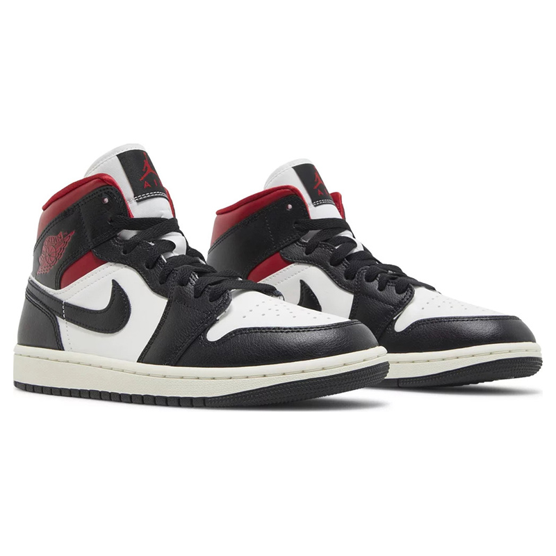 Air Jordan 1 Mid ''Black Sail Gym Red''