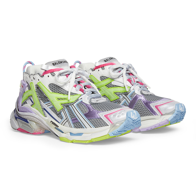 Balenciaga Runner Leather Free Grey Light Purple Neon Yellow White