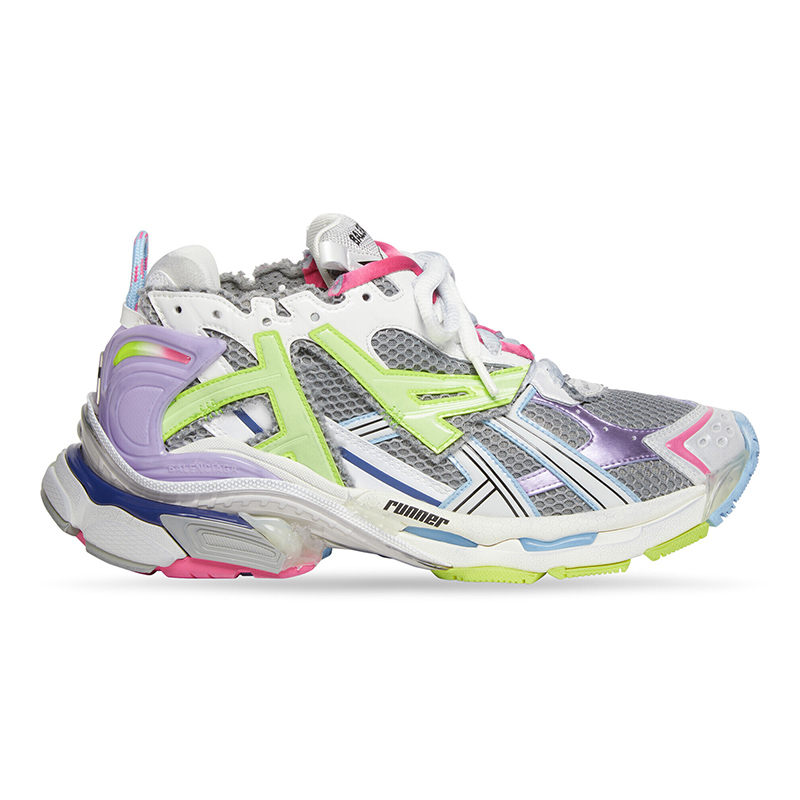 Balenciaga Runner Leather Free Grey Light Purple Neon Yellow White