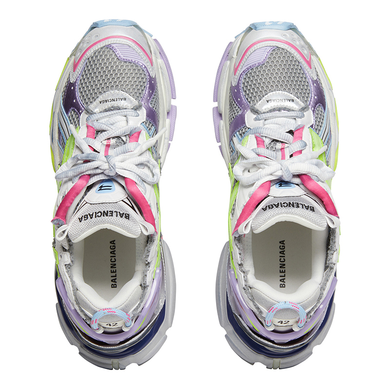Balenciaga Runner Leather Free Grey Light Purple Neon Yellow White