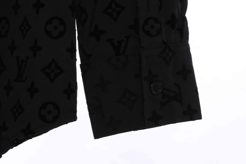LV all over print flocking logo print classic long-sleeved shirt
