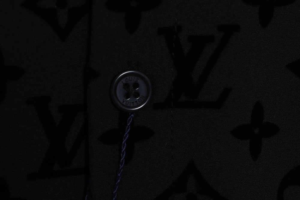 LV all over print flocking logo print classic long-sleeved shirt