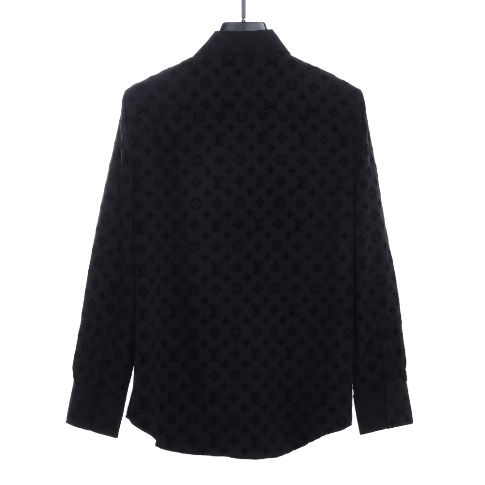 LV all over print flocking logo print classic long-sleeved shirt