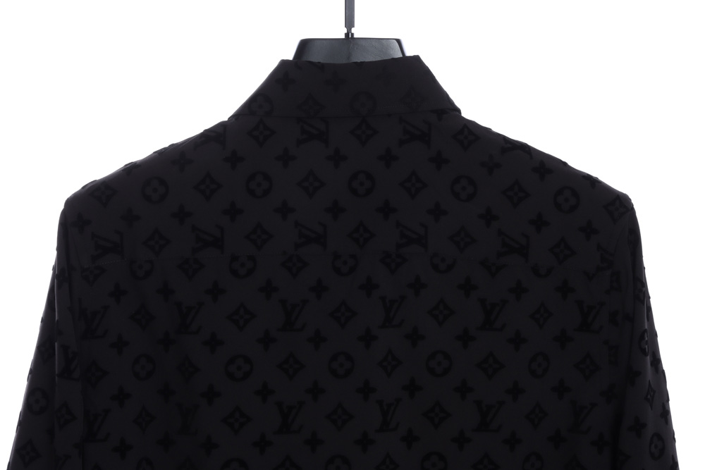LV all over print flocking logo print classic long-sleeved shirt