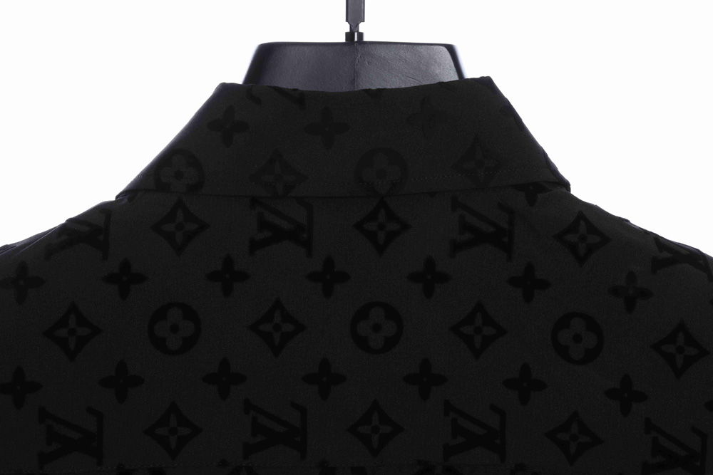 LV all over print flocking logo print classic long-sleeved shirt