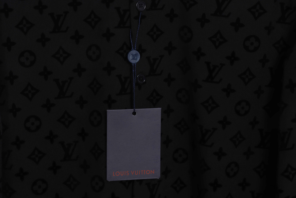 LV all over print flocking logo print classic long-sleeved shirt