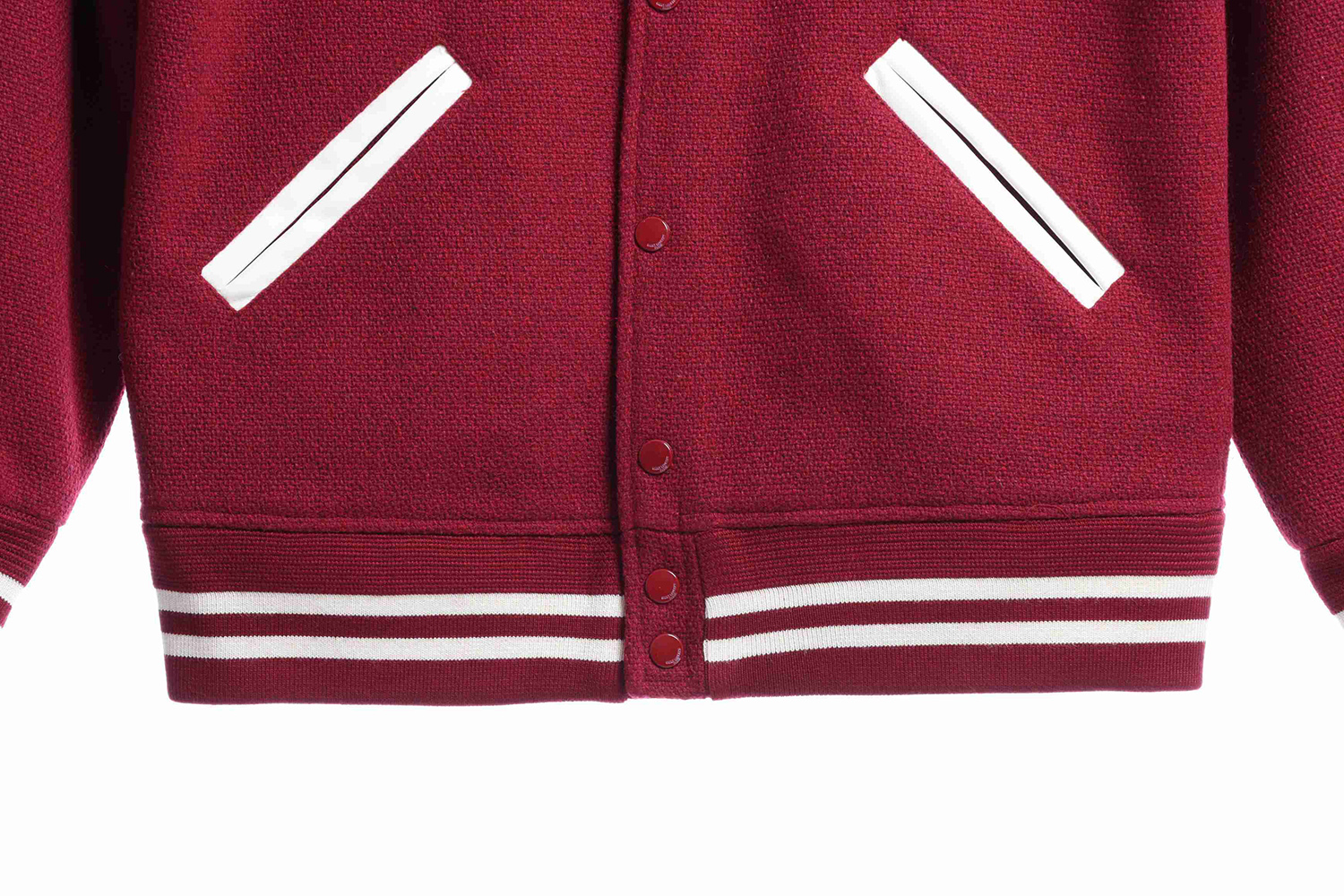 Saint Laurent leather black and white baseball collar jacket