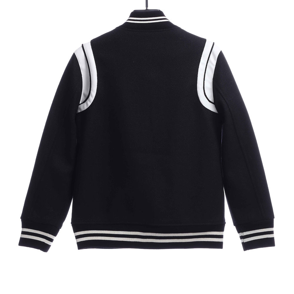 Saint Laurent Paris slp classic leather black and white baseball collar jacket