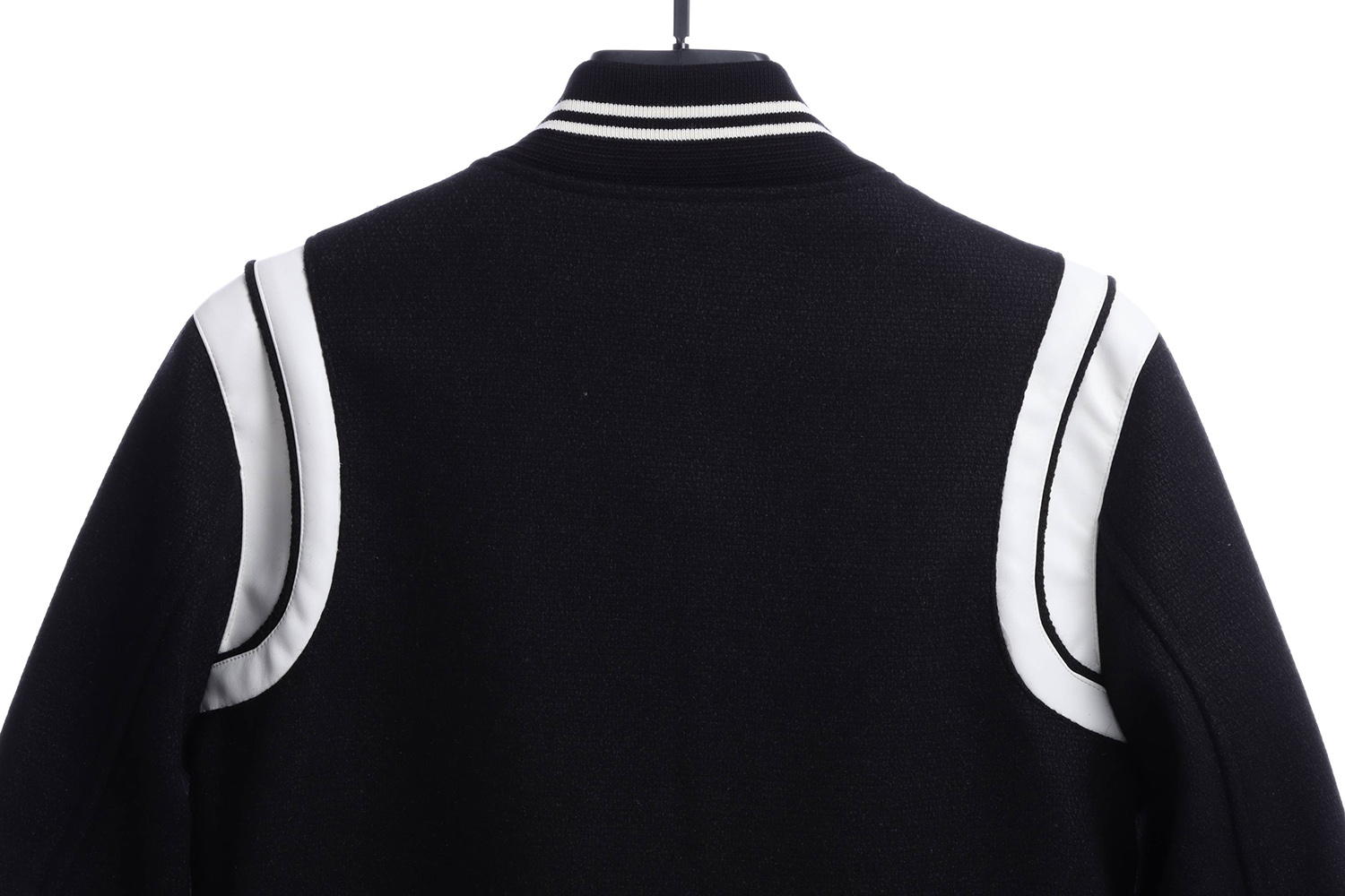 Saint Laurent Paris slp classic leather black and white baseball collar jacket