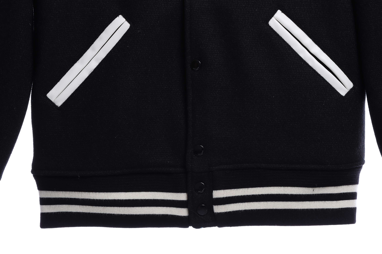 Saint Laurent Paris slp classic leather black and white baseball collar jacket
