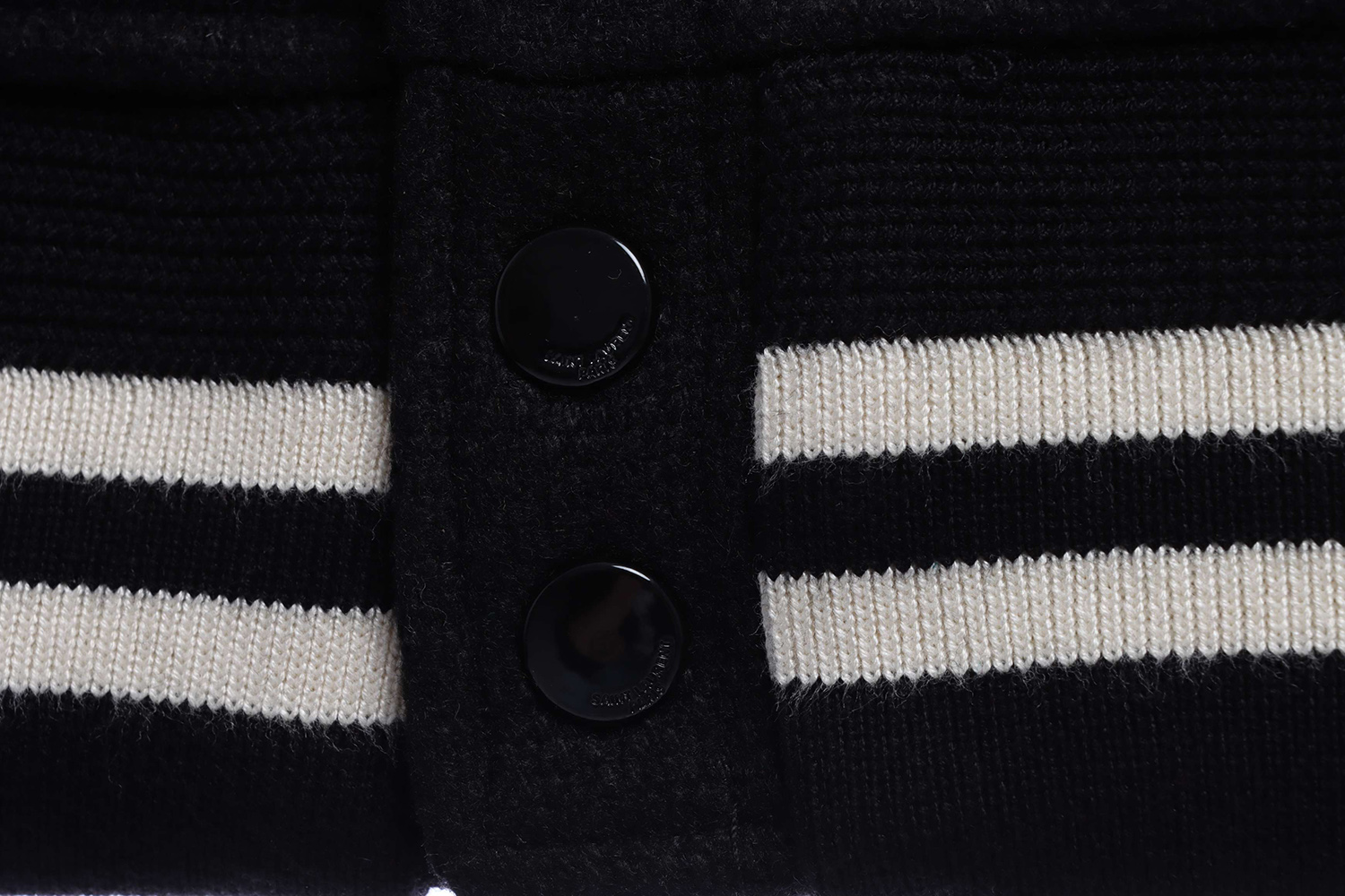 Saint Laurent Paris slp classic leather black and white baseball collar jacket