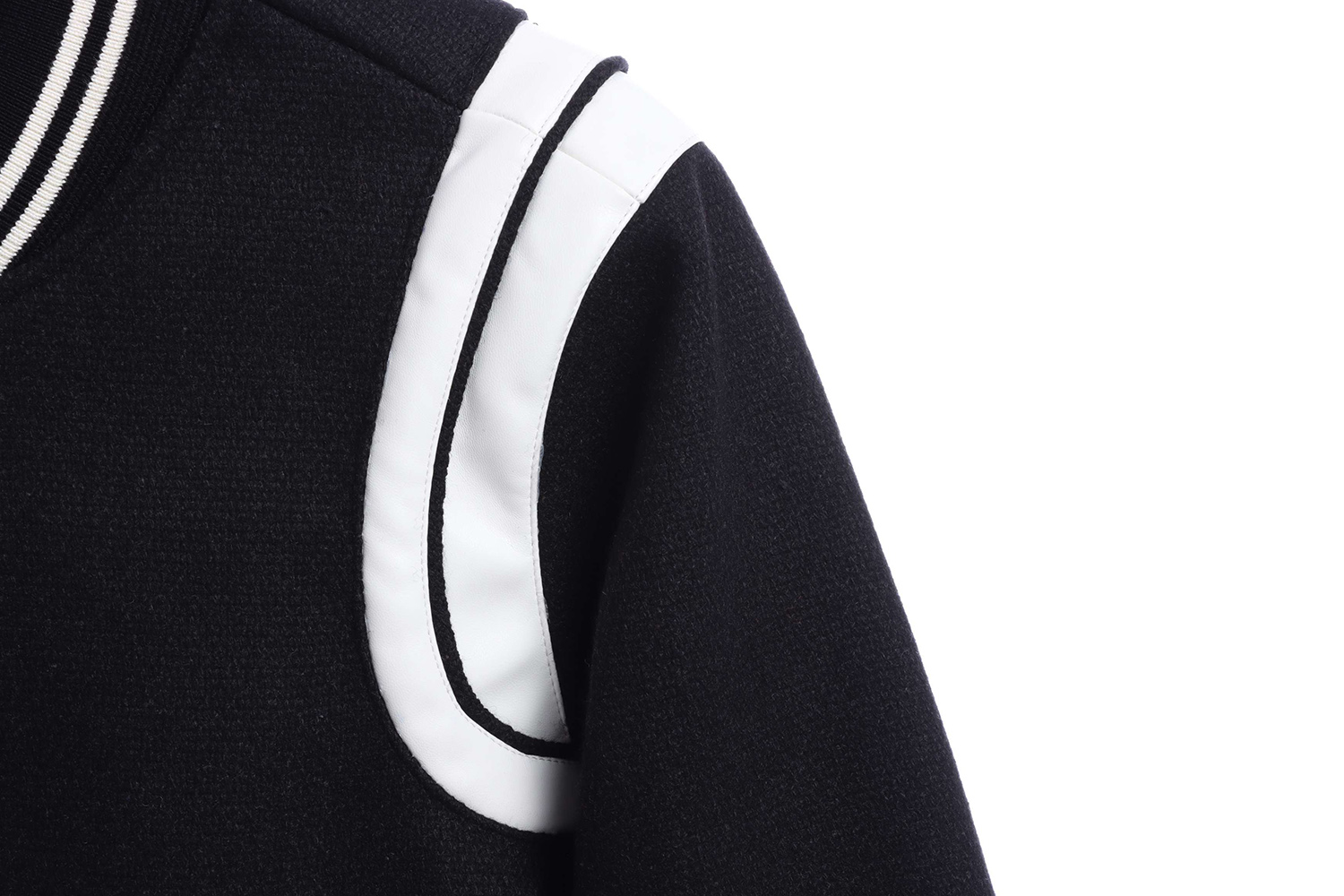 Saint Laurent Paris slp classic leather black and white baseball collar jacket