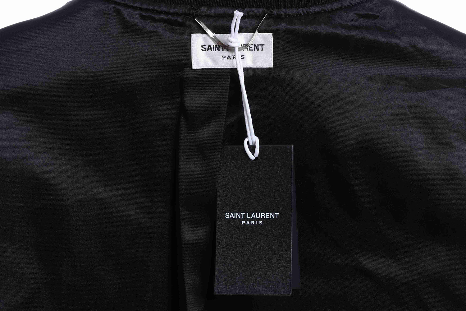 Saint Laurent Paris slp classic leather black and white baseball collar jacket