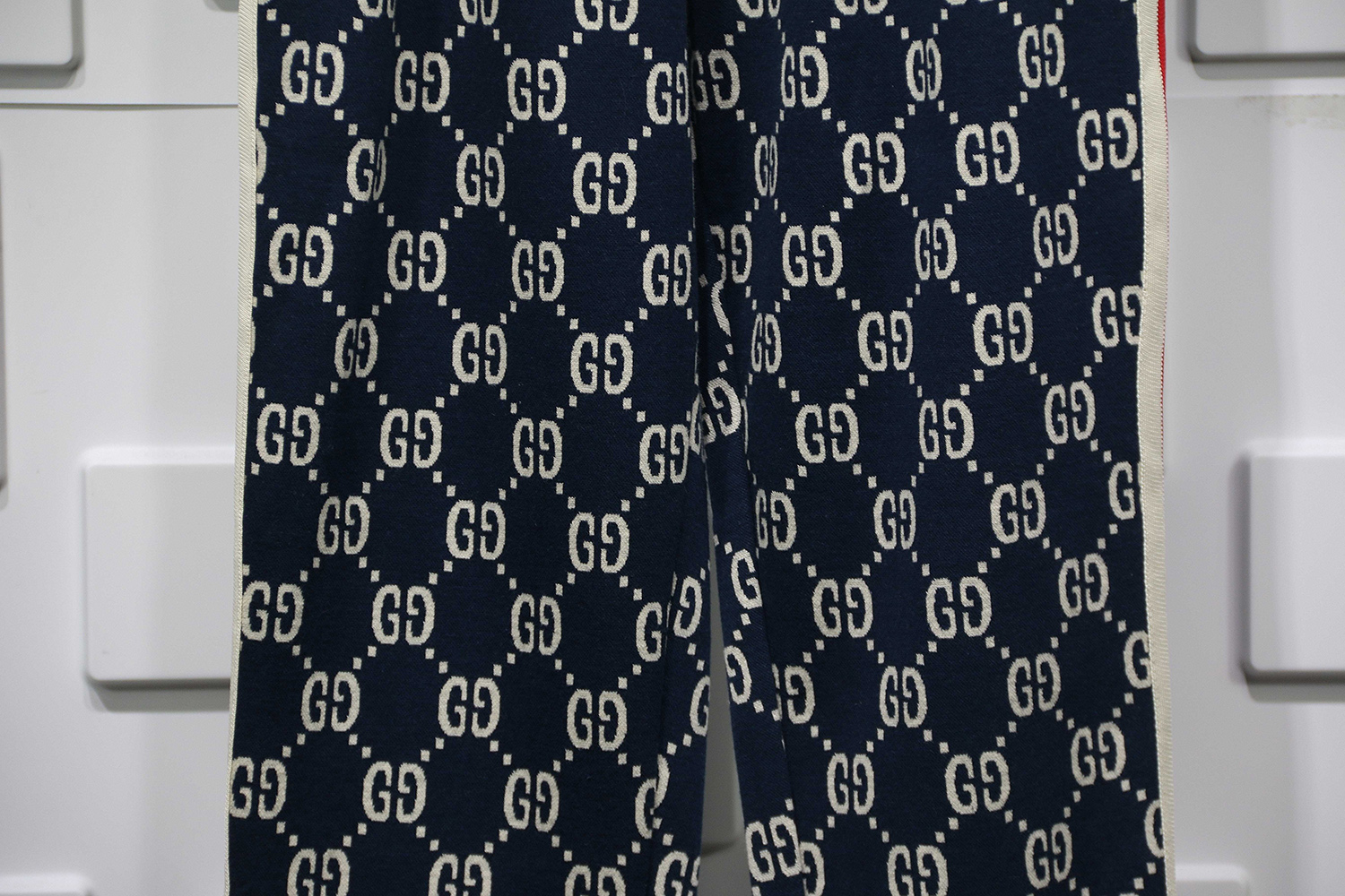 GUCCI DARK BLUE FULL PATTERN JACQUARD TROUSERS
