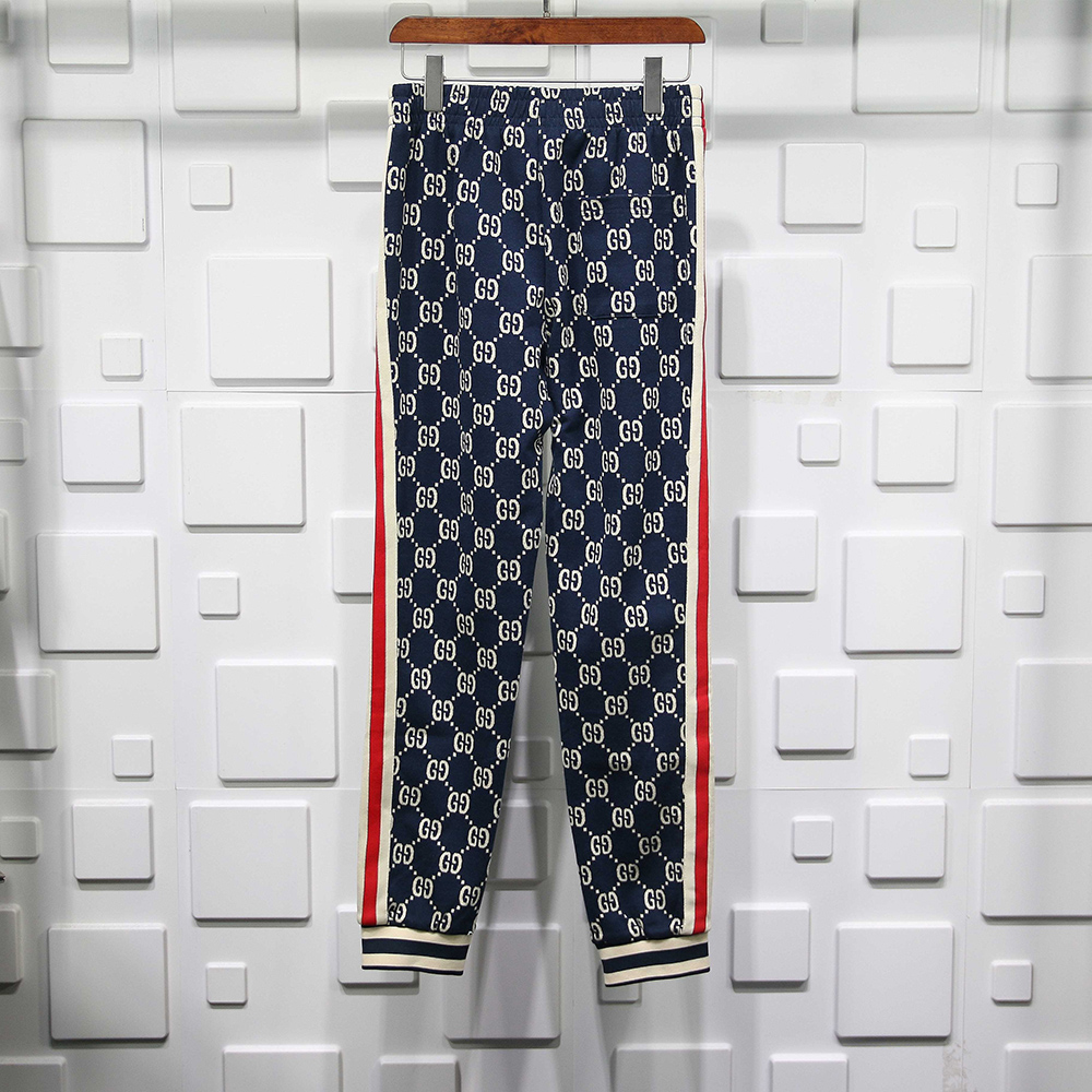 GUCCI DARK BLUE FULL PATTERN JACQUARD TROUSERS