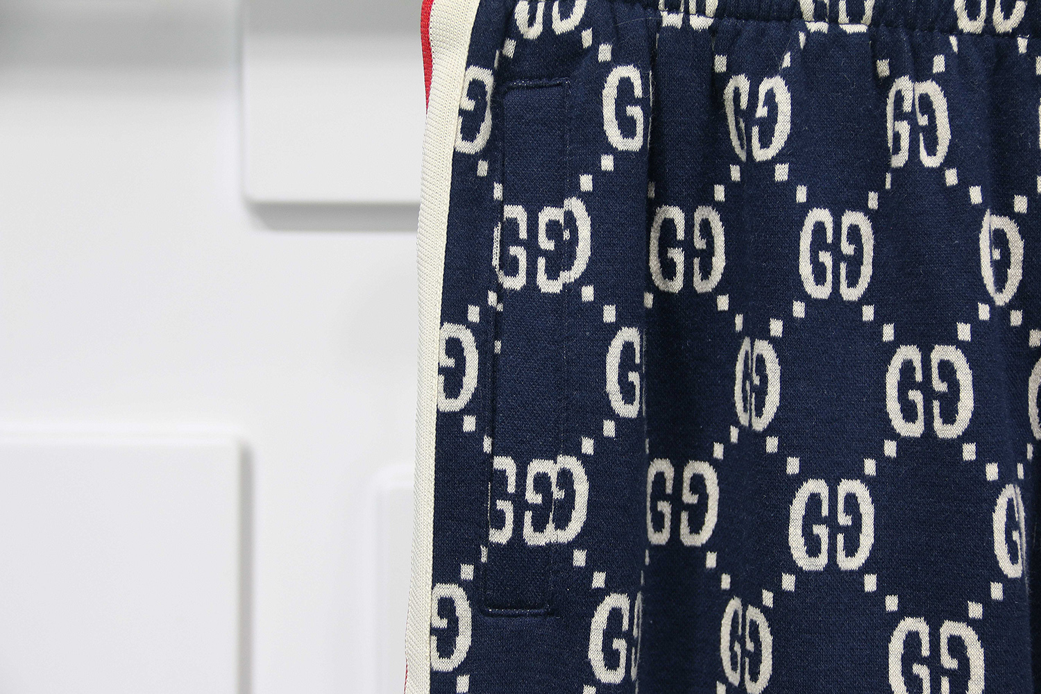 GUCCI DARK BLUE FULL PATTERN JACQUARD TROUSERS