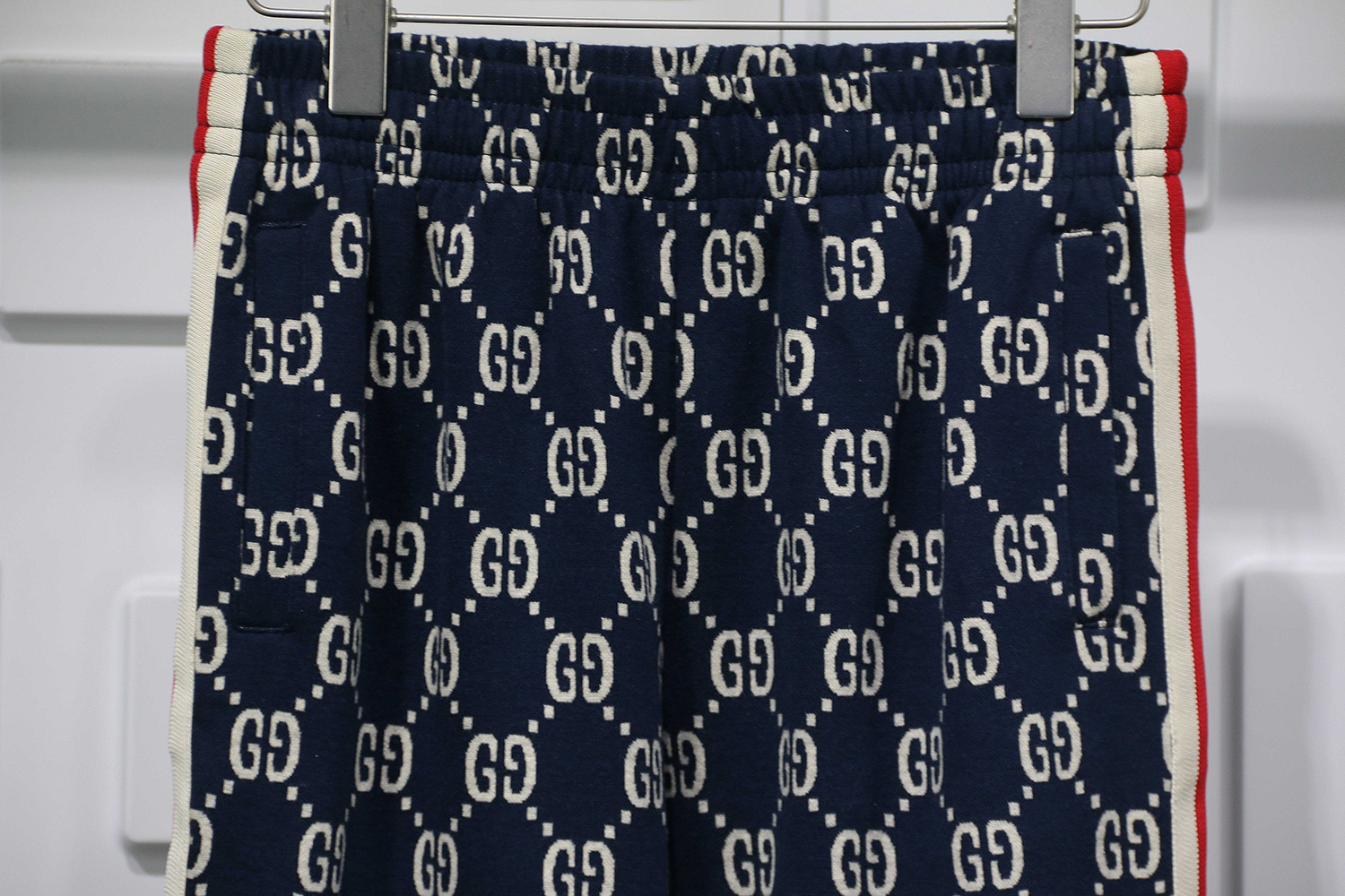 GUCCI DARK BLUE FULL PATTERN JACQUARD TROUSERS