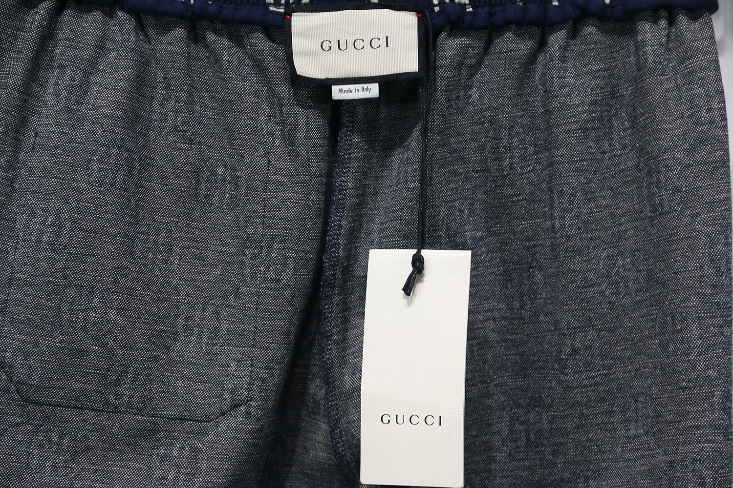 GUCCI DARK BLUE FULL PATTERN JACQUARD TROUSERS