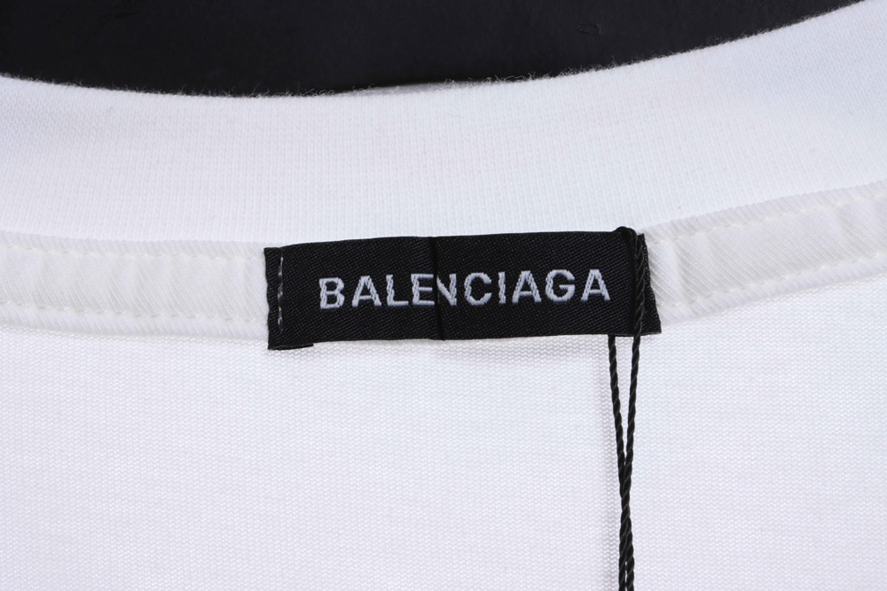 Balenciaga red, blue and white letters embroidered short sleeves